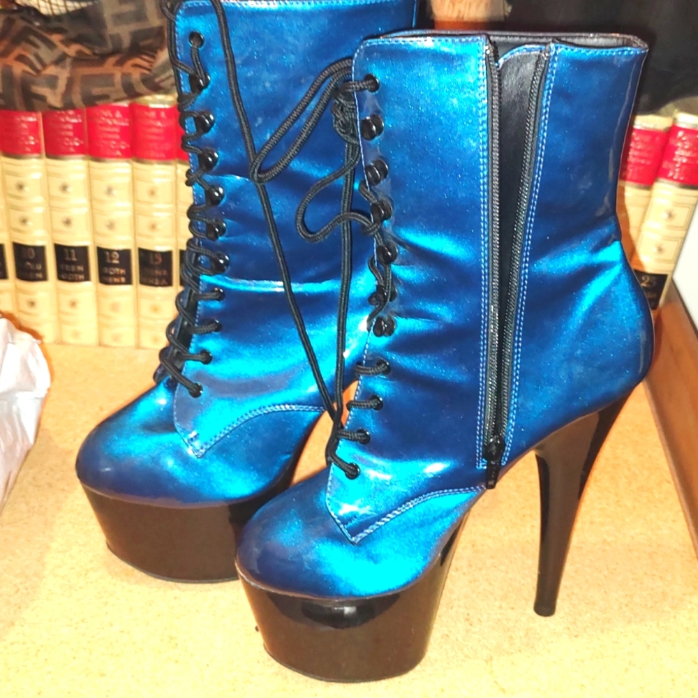 Blue high heels